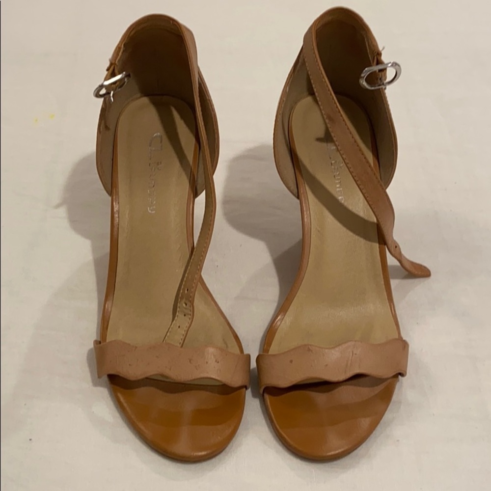 Tan pleather wedges
